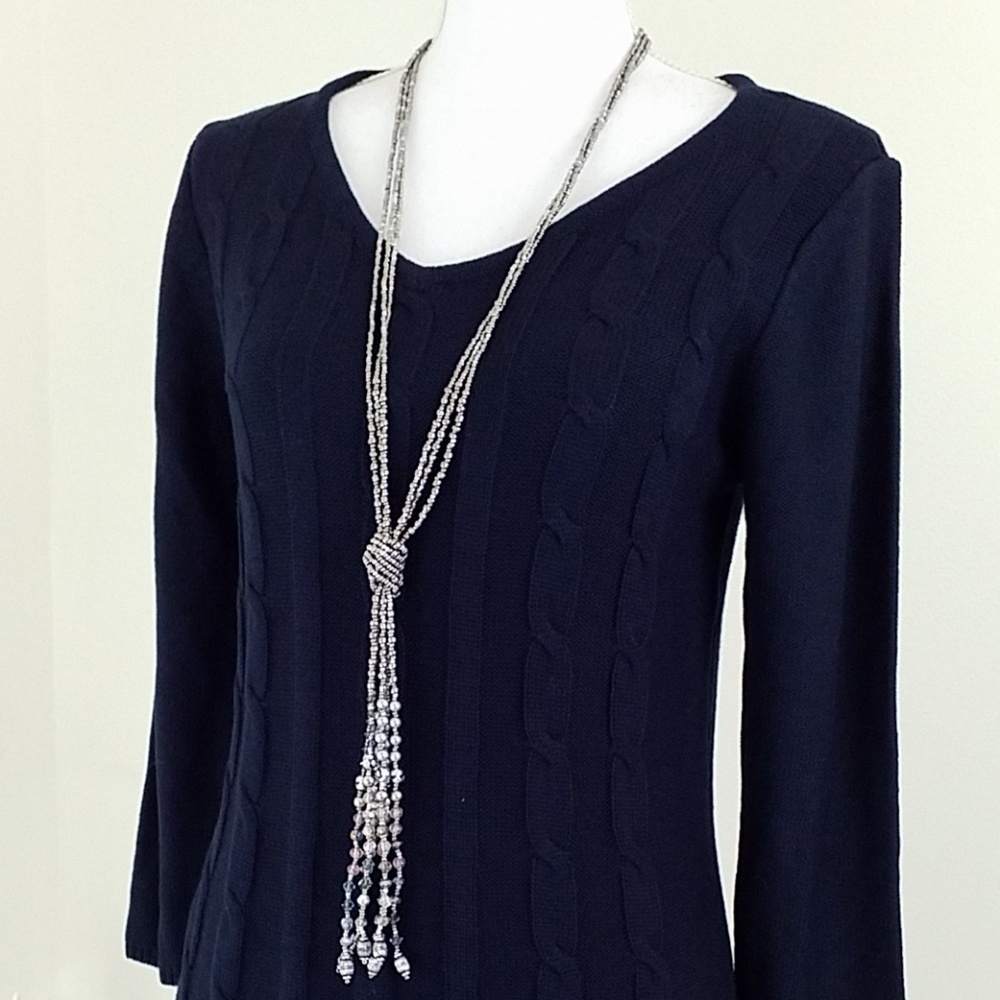 Custom made Silver Tone Long Necklace with a Knot.